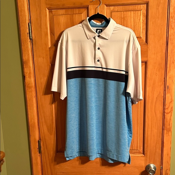 FootJoy Blue and Cream Polo Shirt - Picture 1 of 4
